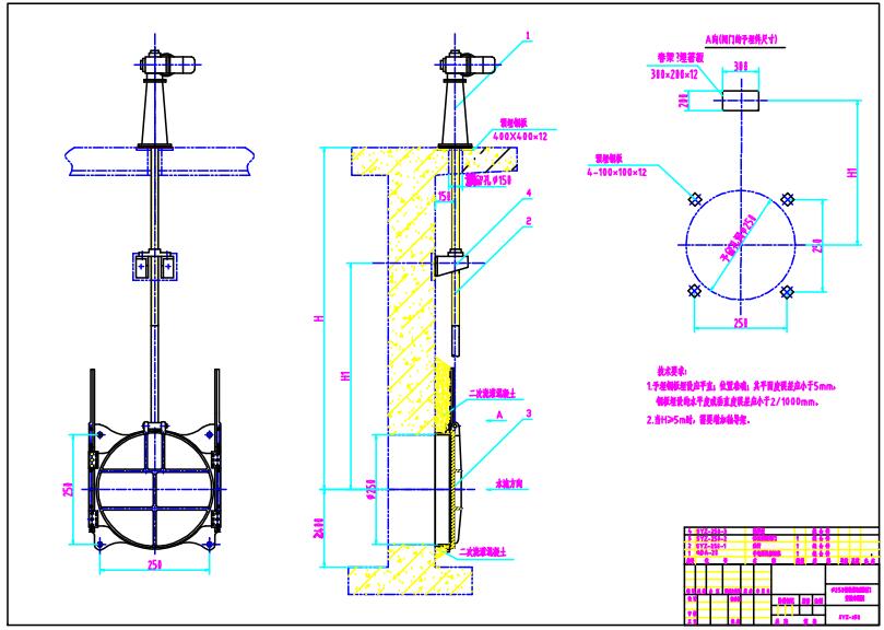 SYZ300鑄鐵圓閘門安裝圖
